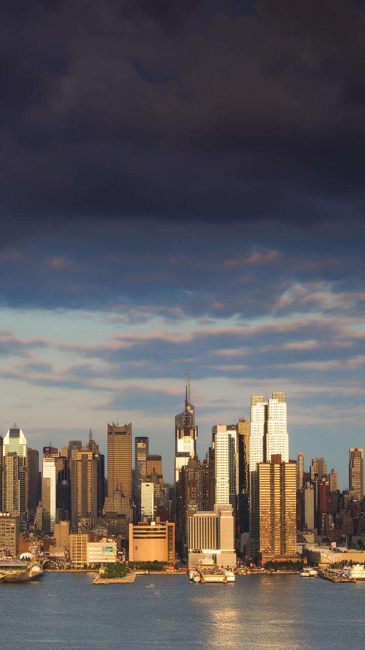 Обои Манхеттен, линия горизонта, городской пейзаж, город, городской район в разрешении 720x1280
