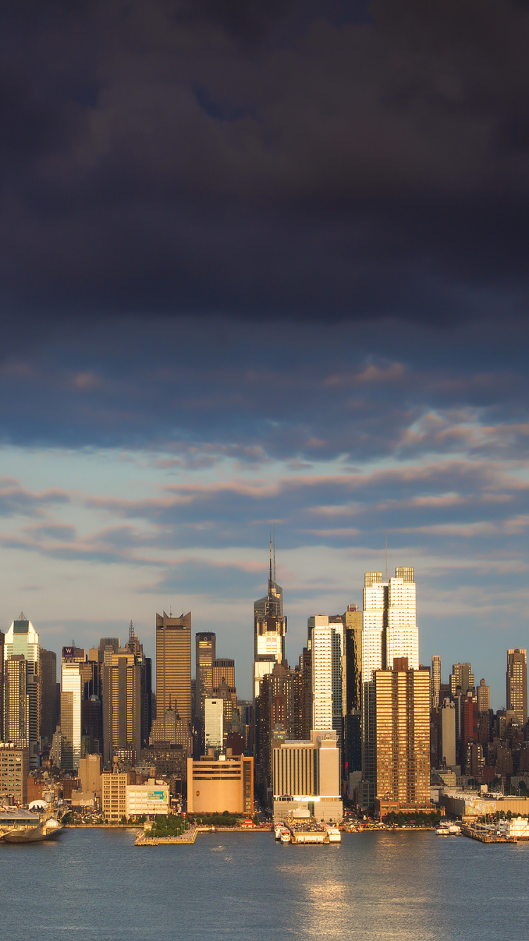 Обои Манхеттен, линия горизонта, городской пейзаж, город, городской район в разрешении 750x1334