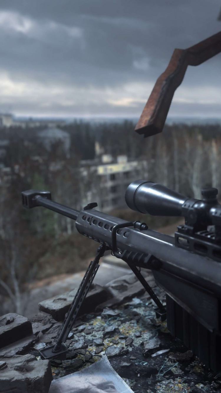 Обои call of duty 4 modern warfare, playstation 4, шутер, винтовка, орудие в разрешении 750x1334