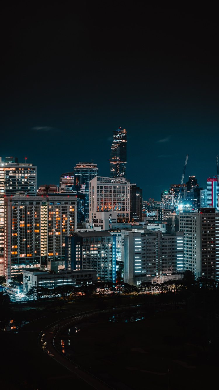 Обои город, городской пейзаж, городской район, метрополия, ночь в разрешении 750x1334