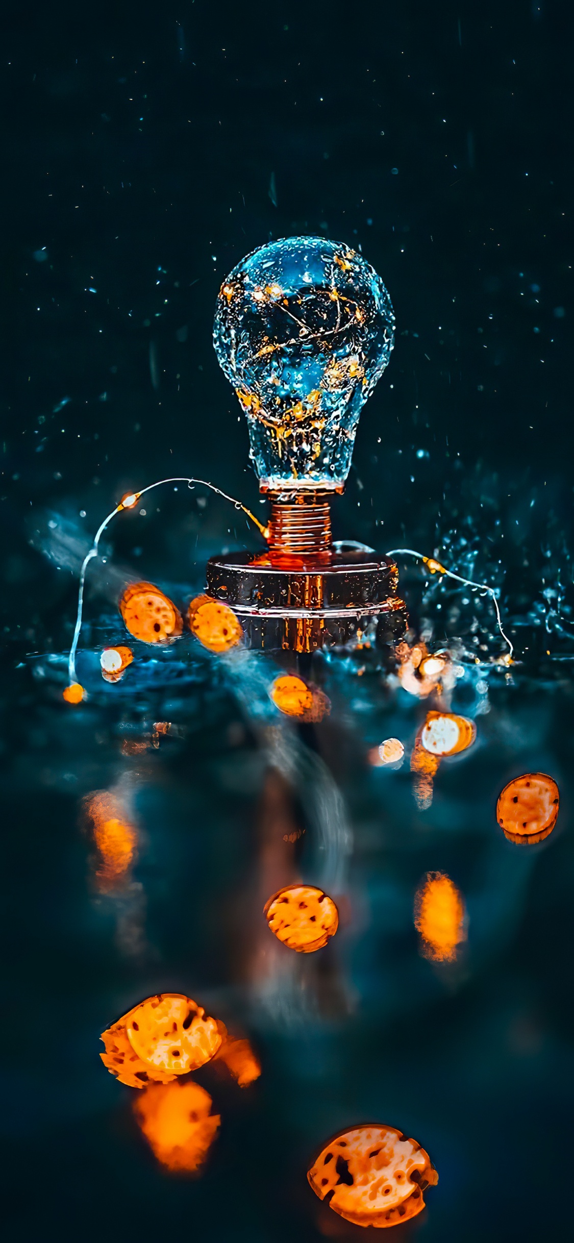 Обои творческие правки, творчество, вода, мир, Апельсин в разрешении 1125x2436