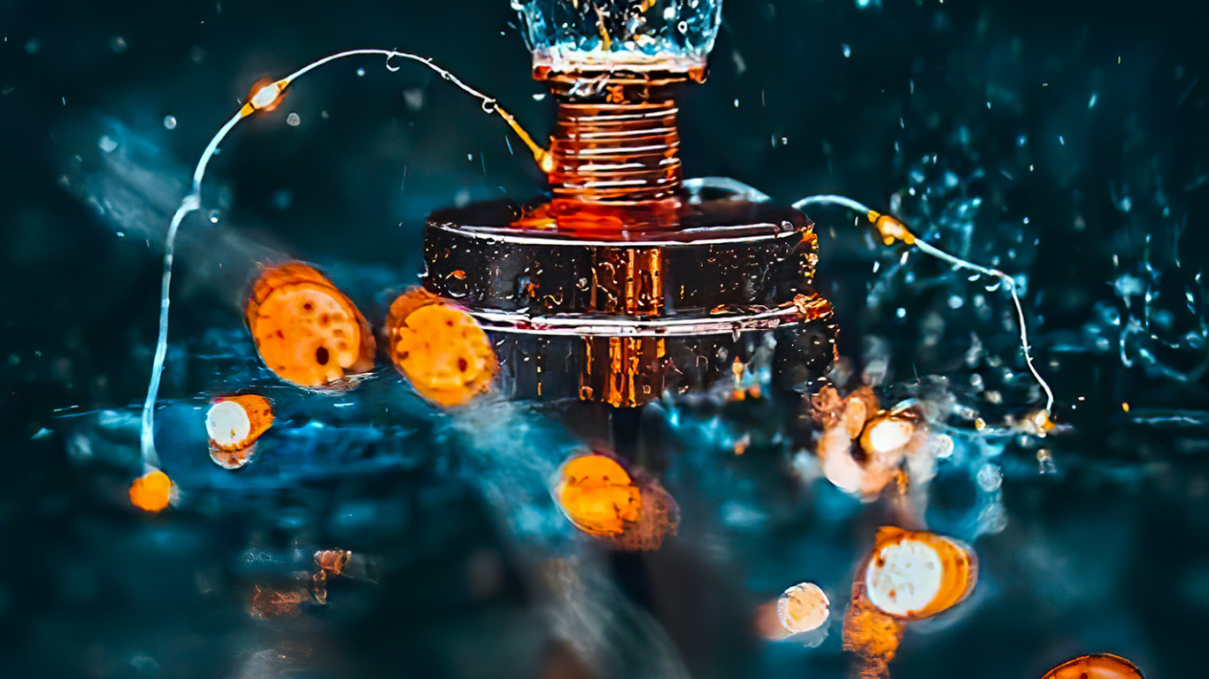 Обои творческие правки, творчество, вода, мир, Апельсин в разрешении 1366x768