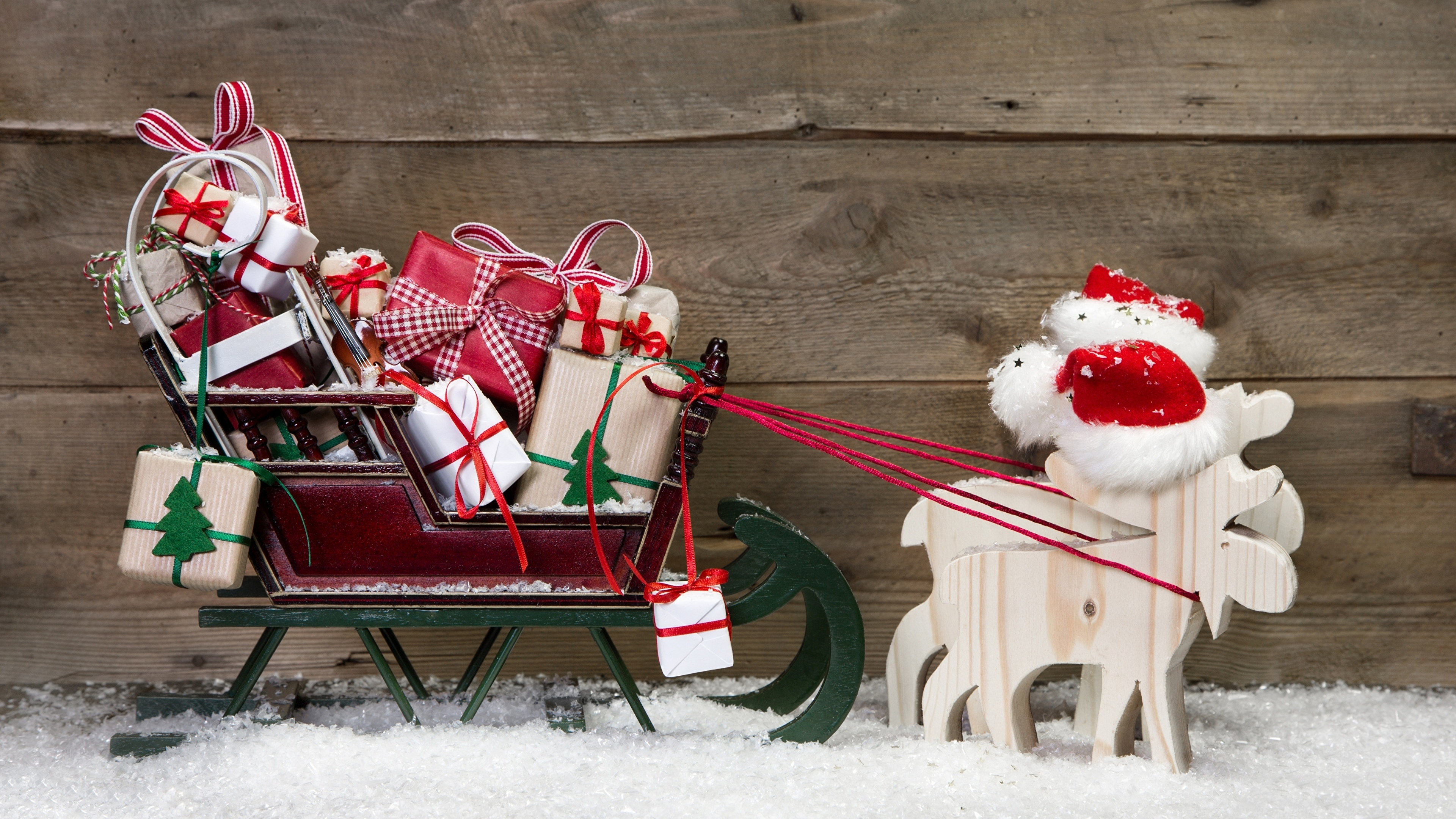 Обои Санта-Клаус, Рождество, Рождественские украшения, Дед Мороз, праздник в разрешении 3840x2160
