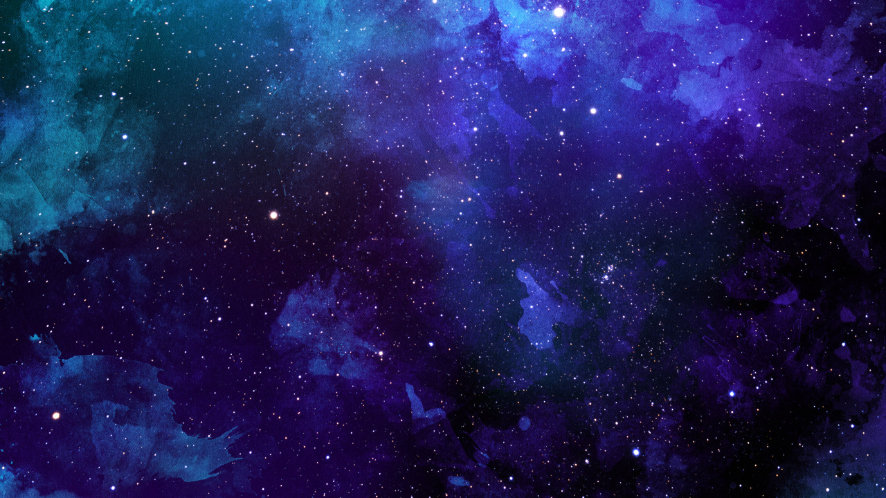 Обои акварельная живопись, космос, графика, пурпур, синий в разрешении 1280x720