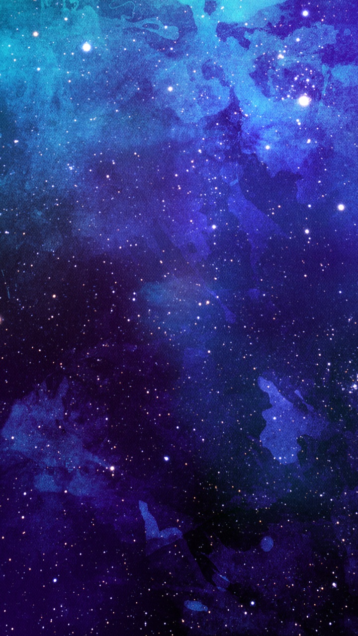 Обои акварельная живопись, космос, графика, пурпур, синий в разрешении 720x1280