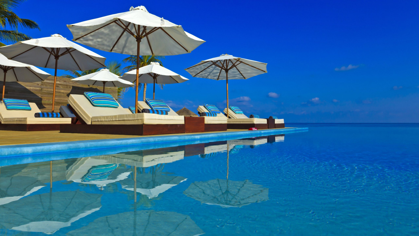 Обои плавательный бассейн, отпуск, прибежище, досуг, море в разрешении 1366x768