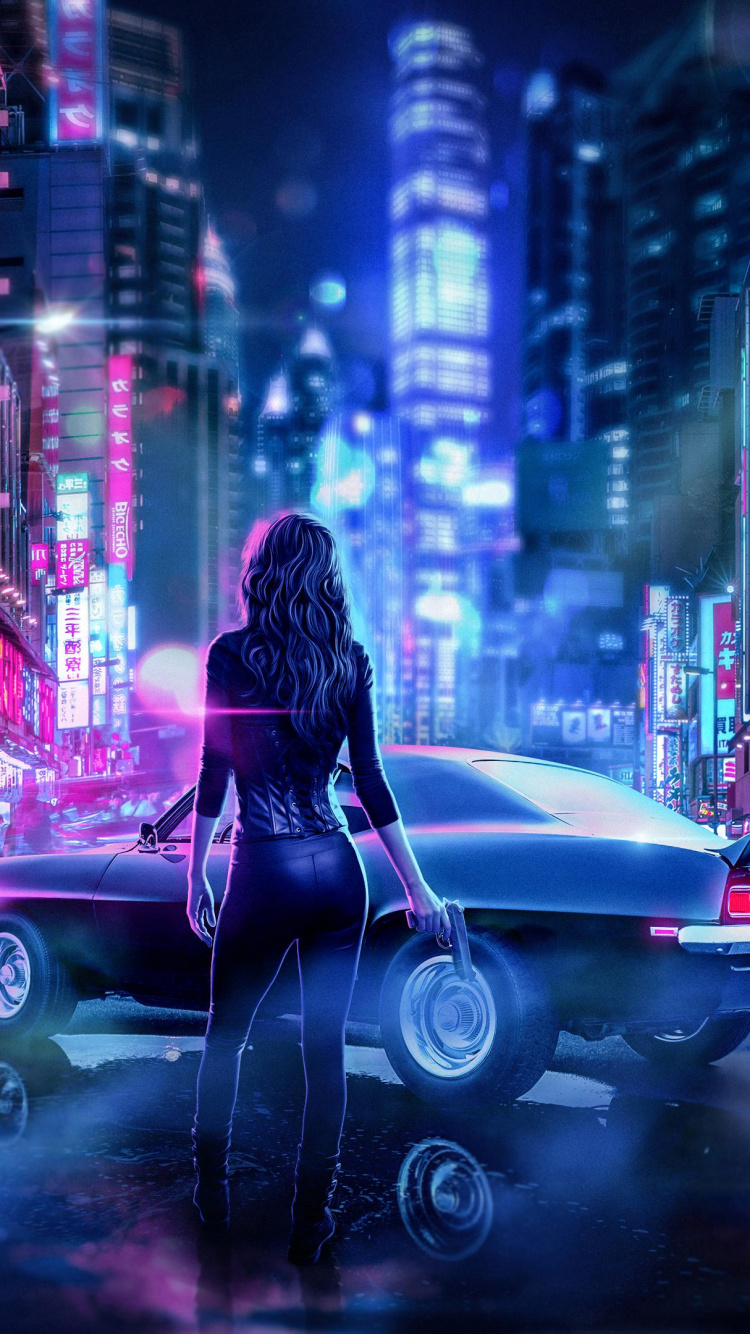 Обои Киберпанк, Киберпанк 2077, Киберпанк 2020, Ретровейв, cd projekt в разрешении 750x1334