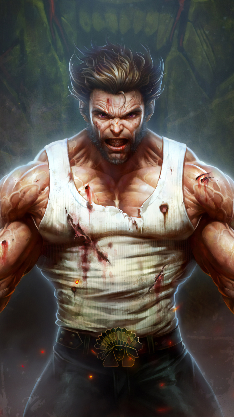 Обои Росомаха, Люди Икс Начало Росомаха, комиксы Марвел, супергерой, арт в разрешении 750x1334