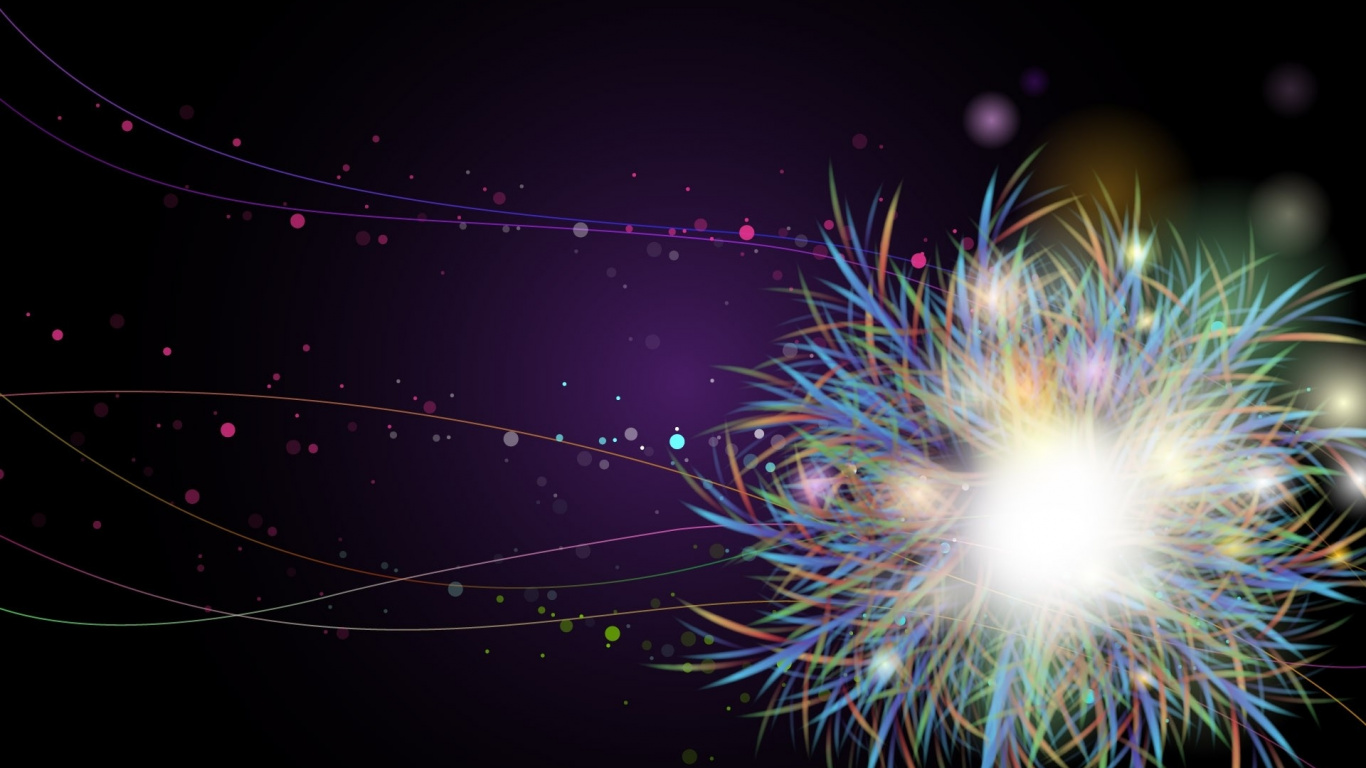 Обои салют, линия, космос, фрактальное искусство, спецэффекты в разрешении 1366x768