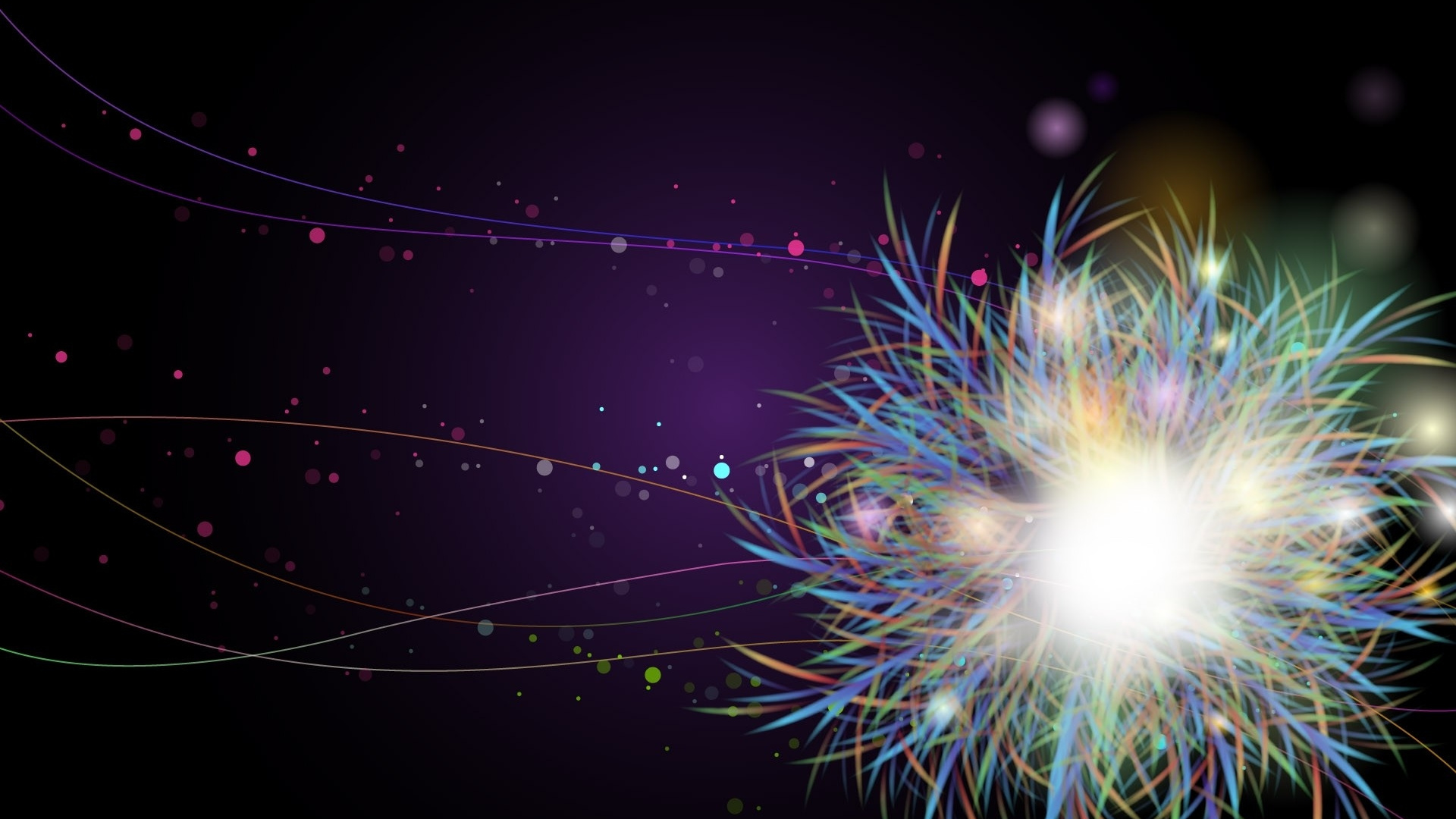 Обои салют, линия, космос, фрактальное искусство, спецэффекты в разрешении 1920x1080