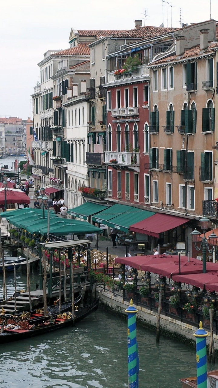 Обои Гранд-канал, мост Риальто, гондола, канал, водный путь в разрешении 720x1280