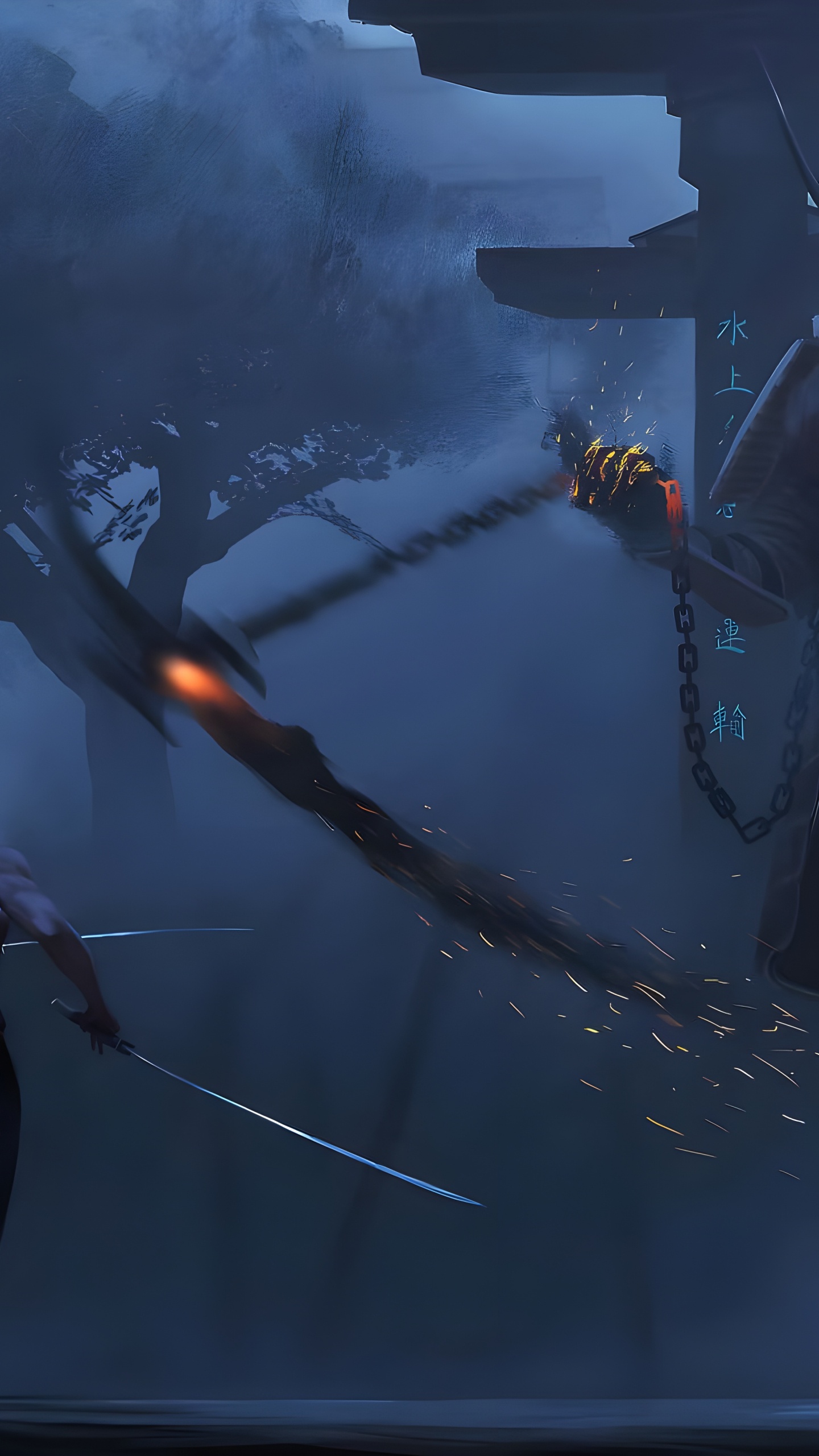 Обои Самурай, арт, дерево, темнота, игра-боевик в разрешении 1440x2560