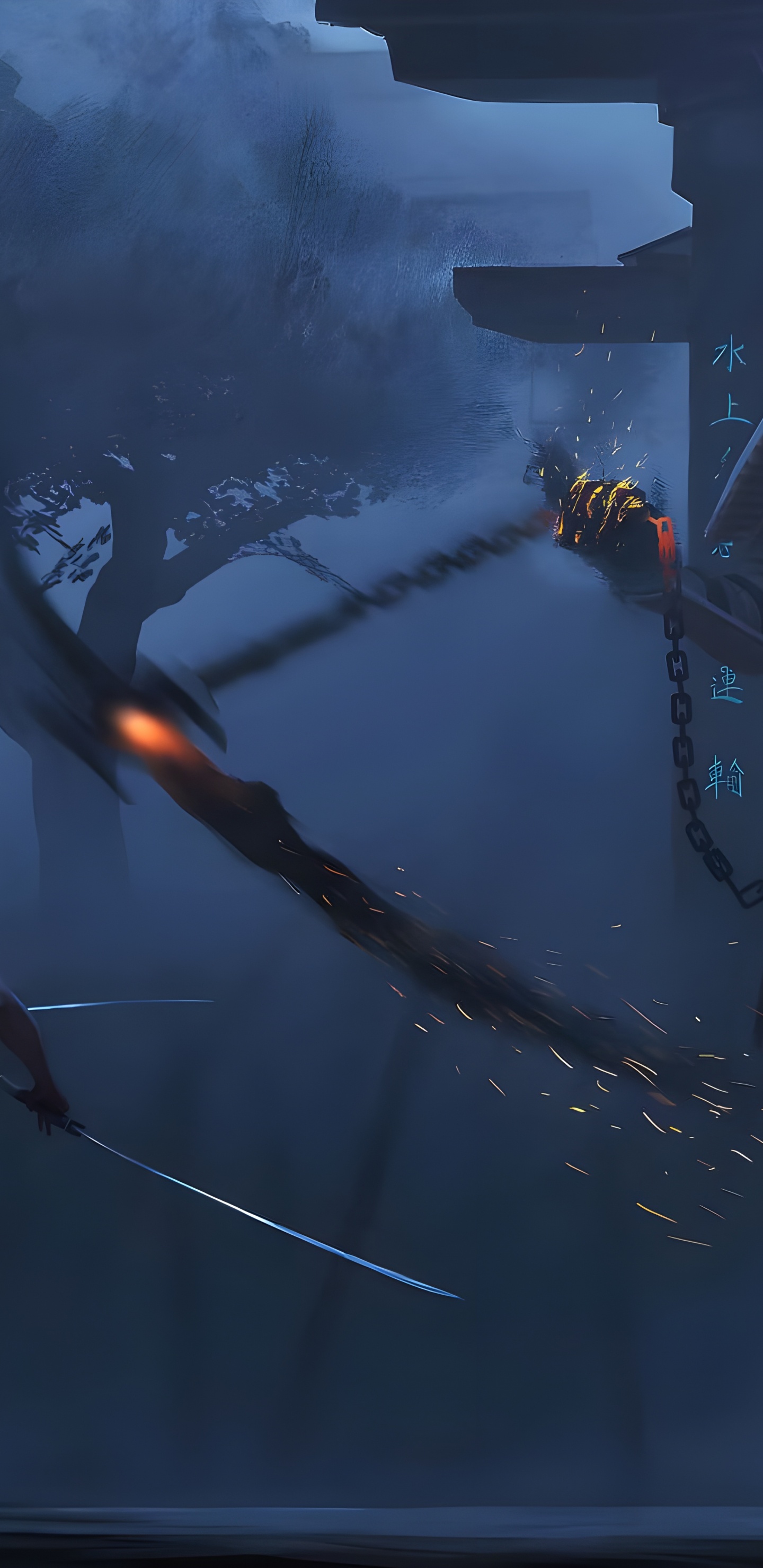 Обои Самурай, арт, дерево, темнота, игра-боевик в разрешении 1440x2960