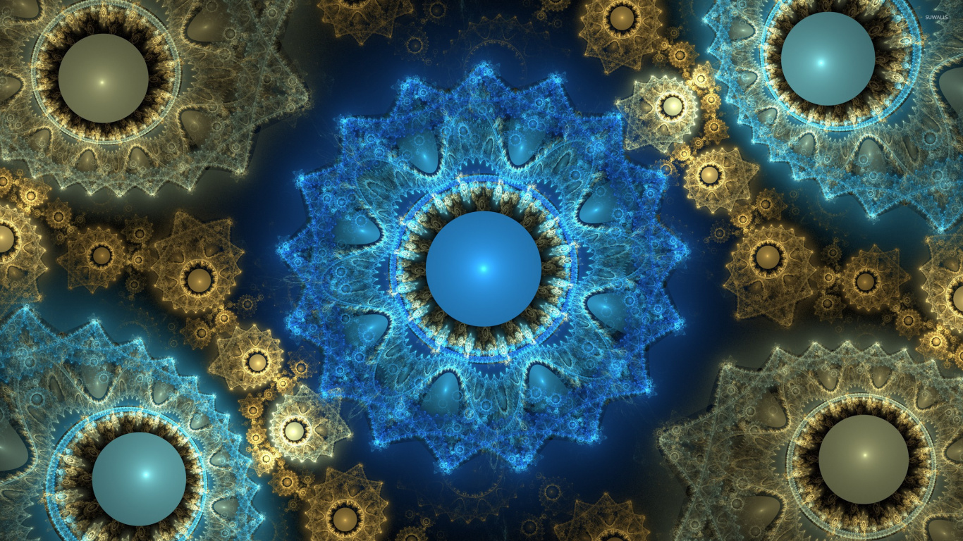 Обои фрактальное искусство, узор, арт, калейдоскоп, симметрия в разрешении 1366x768