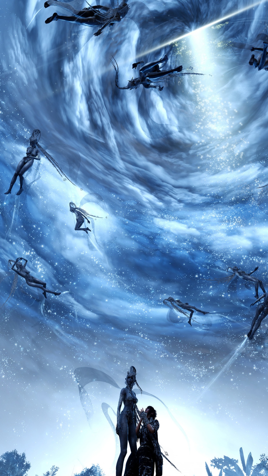 Обои final fantasy xv, Final Fantasy VII Remake, иллюстрация, космос, мифология в разрешении 1080x1920