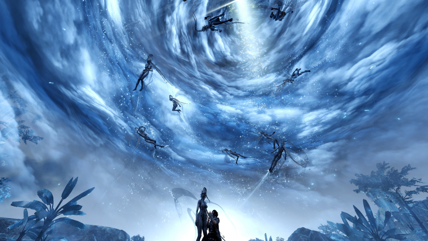 Обои final fantasy xv, Final Fantasy VII Remake, иллюстрация, космос, мифология в разрешении 1366x768