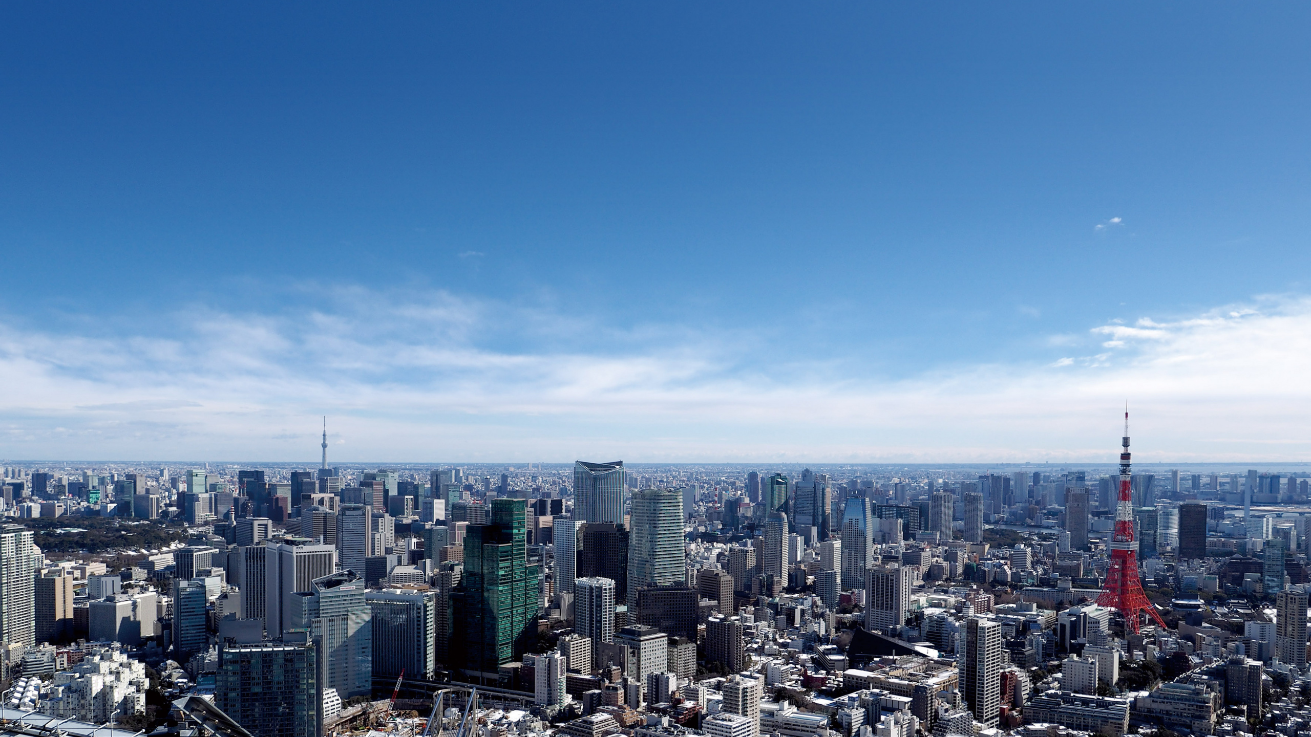 Обои Токио Вид На Город И Смотровую Площадку, городской пейзаж, городской район, город, дневное время в разрешении 2560x1440
