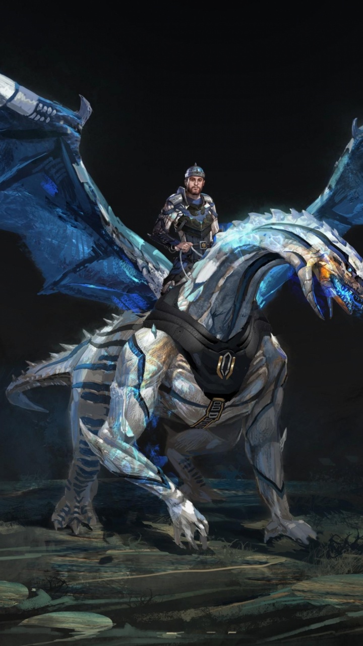 Обои дракон, крыло, мифическое существо, камни, cg работы в разрешении 720x1280