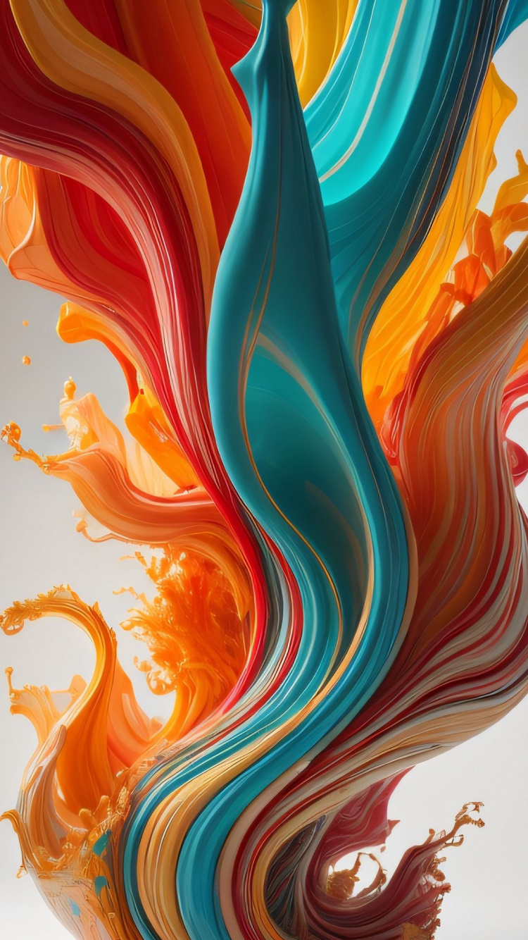 Обои Оранжевый цвет, арт, акриловая краска, художественная краска, линия в разрешении 750x1334