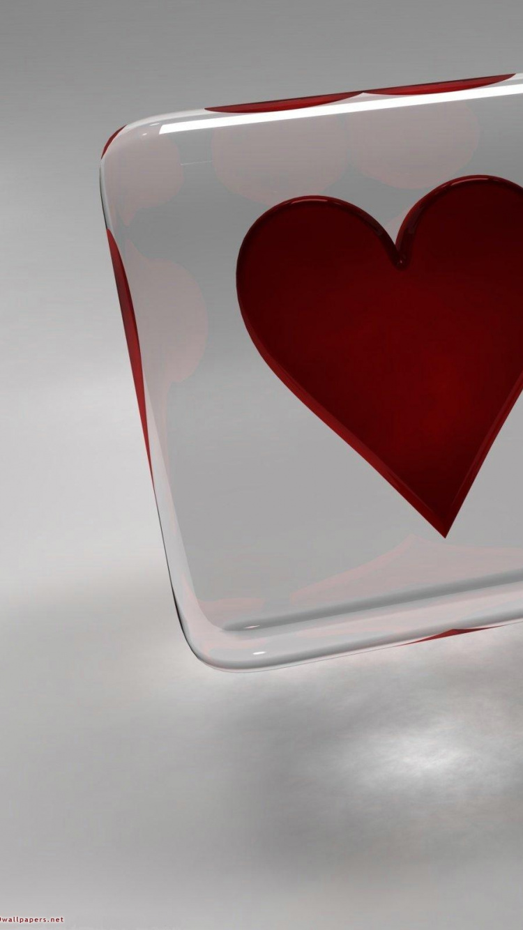 Обои сердце, любовь, лед в разрешении 750x1334