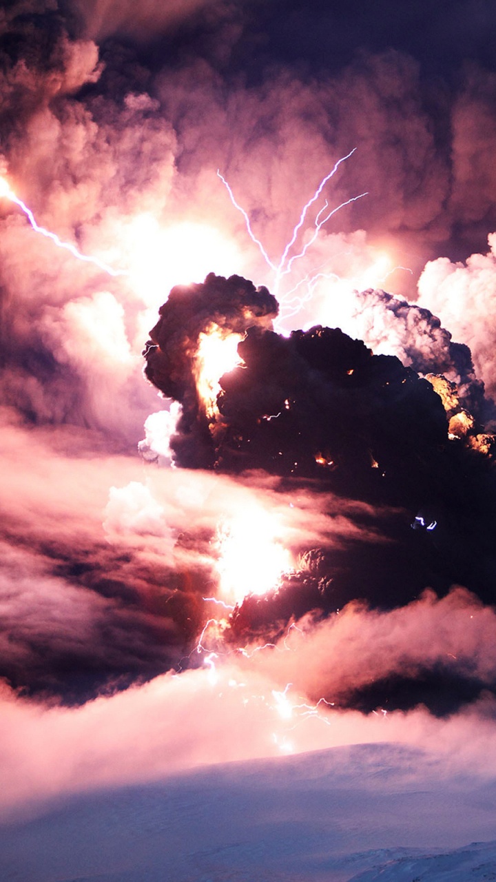 Обои вулкан, Гроза, облако, буря, молния в разрешении 720x1280