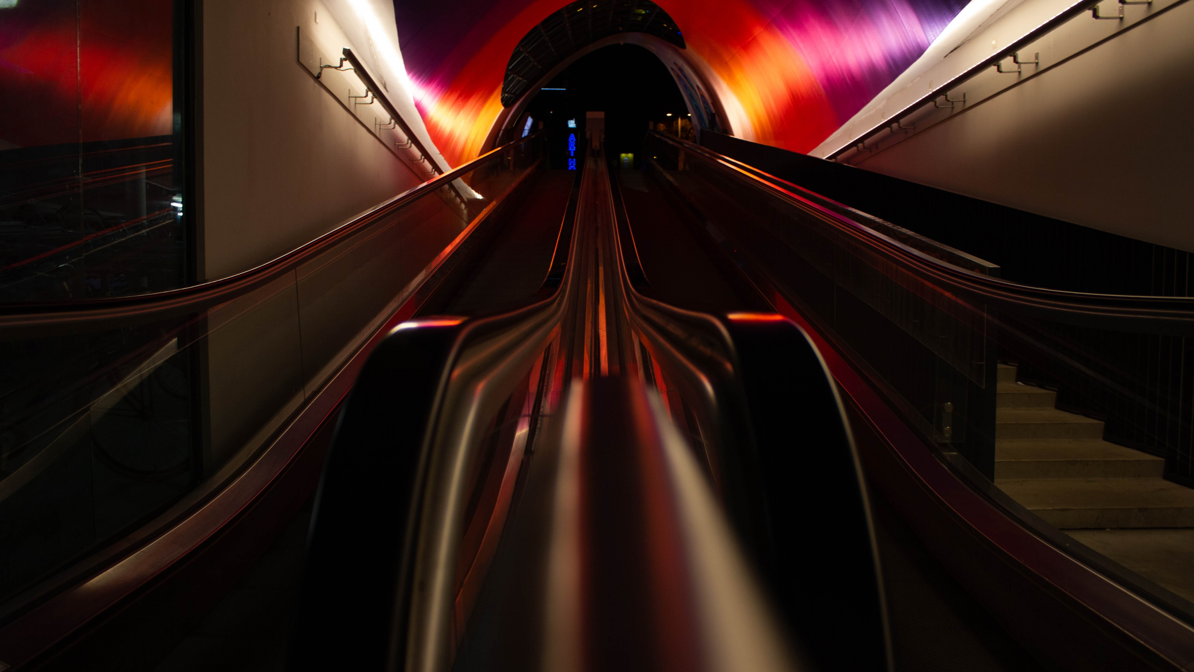 Обои свет, архитектура, темнота, технологии, графика в разрешении 3840x2160