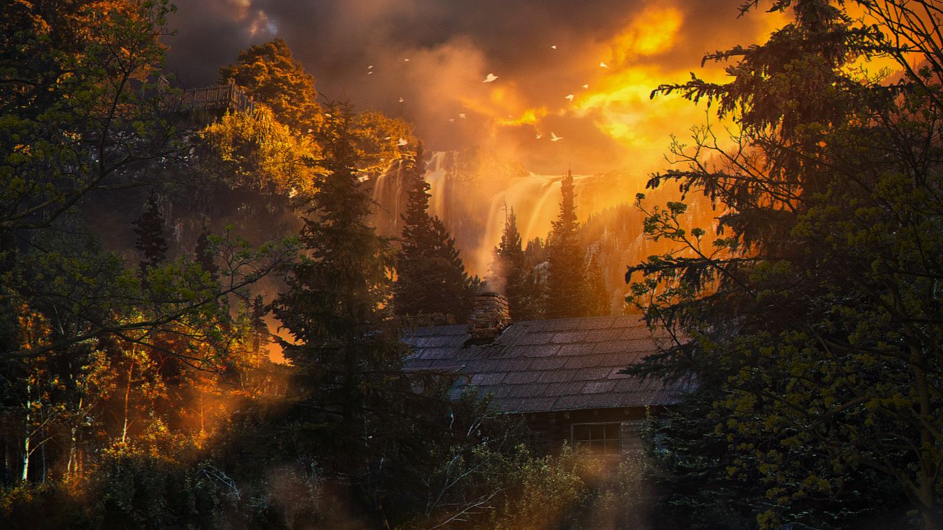 Обои природа, облако, атмосфера, вода, растение в разрешении 1366x768