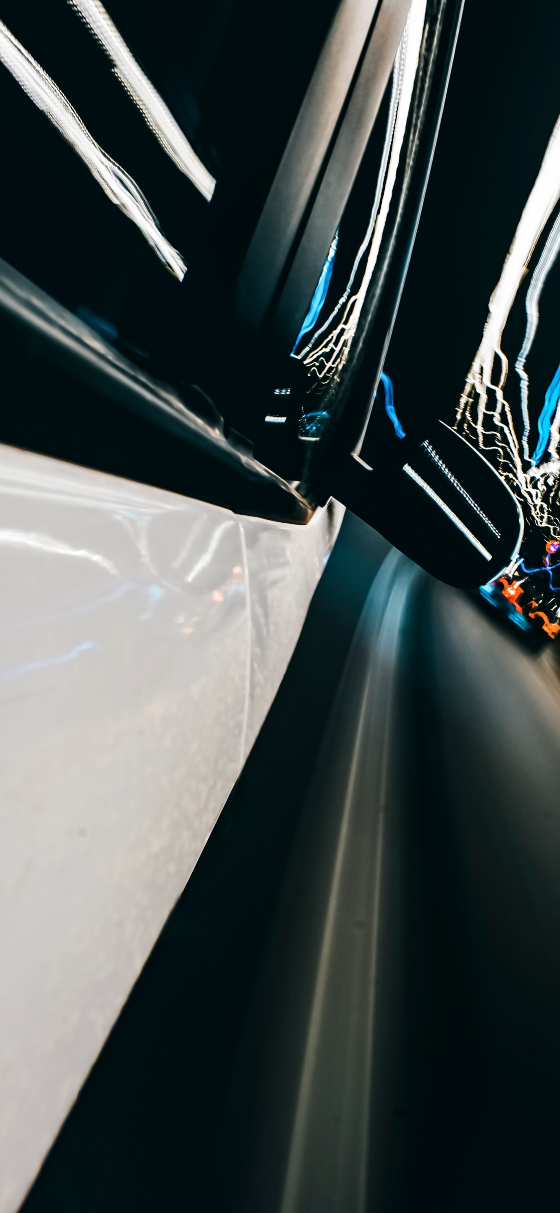 Обои дизайн, линия, крупный план, свет, черный и белый в разрешении 1125x2436