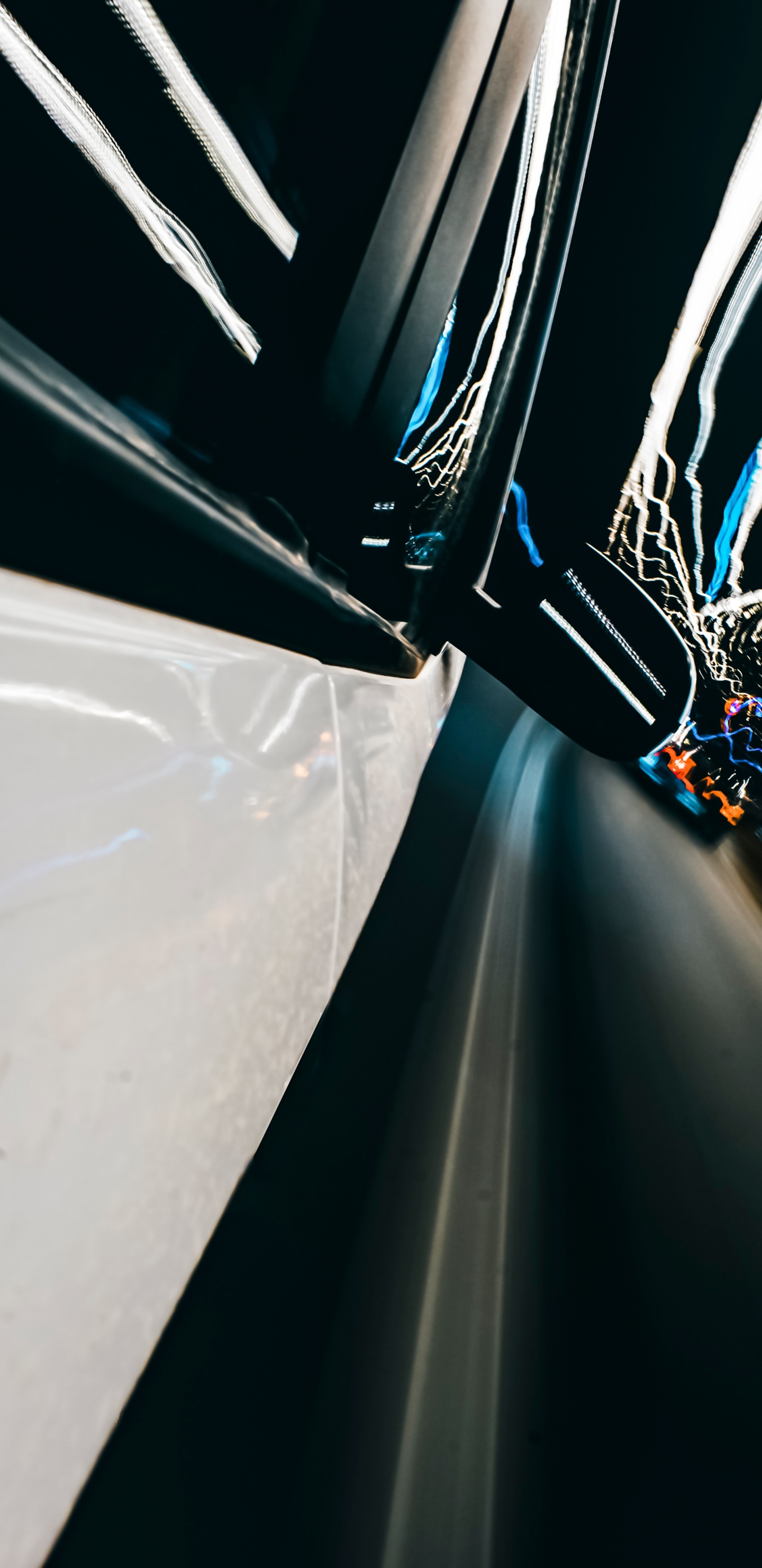 Обои дизайн, линия, крупный план, свет, черный и белый в разрешении 1440x2960