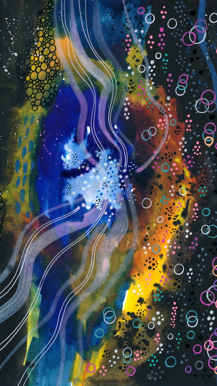 Обои акварельная живопись, акриловая краска, фрактальное искусство, живопись, арт в разрешении 720x1280