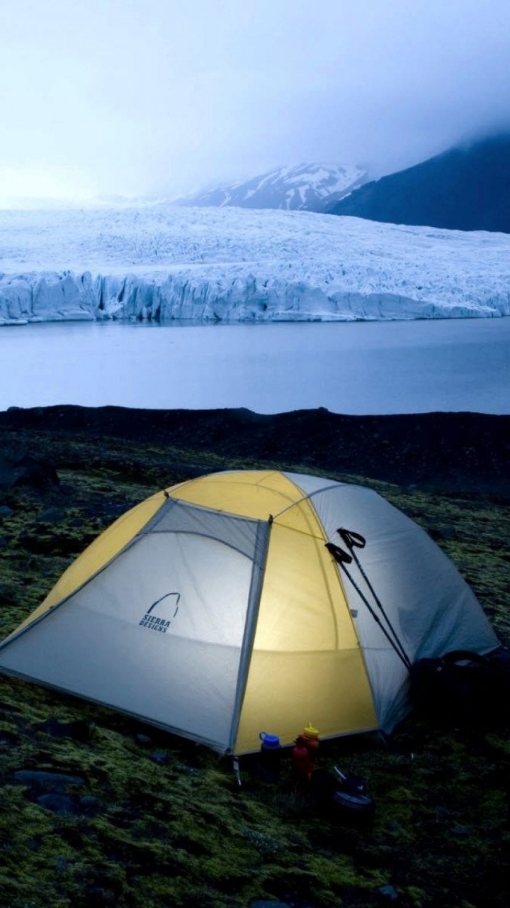 Обои Кемпинг, палаточный лагерь, Скафтафетль, дикая местность, гора в разрешении 720x1280