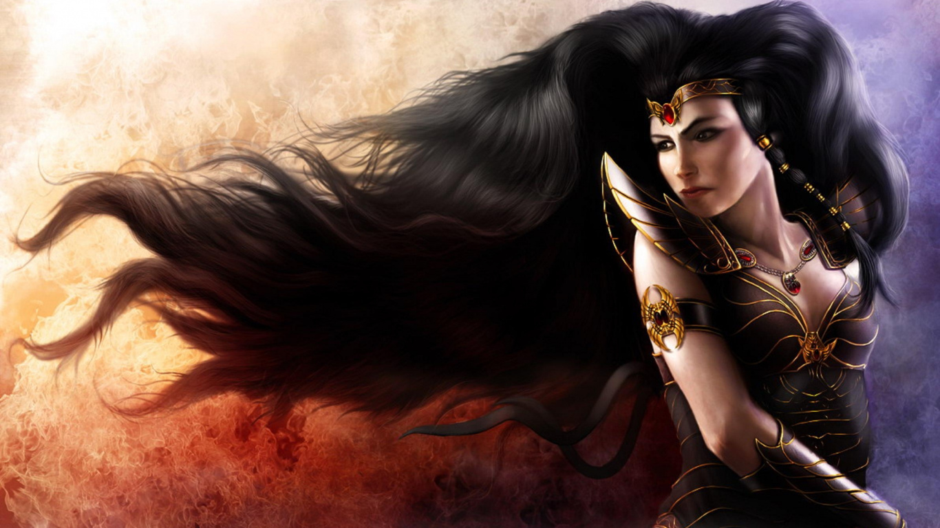 Обои мифология, длинные волосы, арт, вымышленный персонаж, Бэтмен в разрешении 1366x768