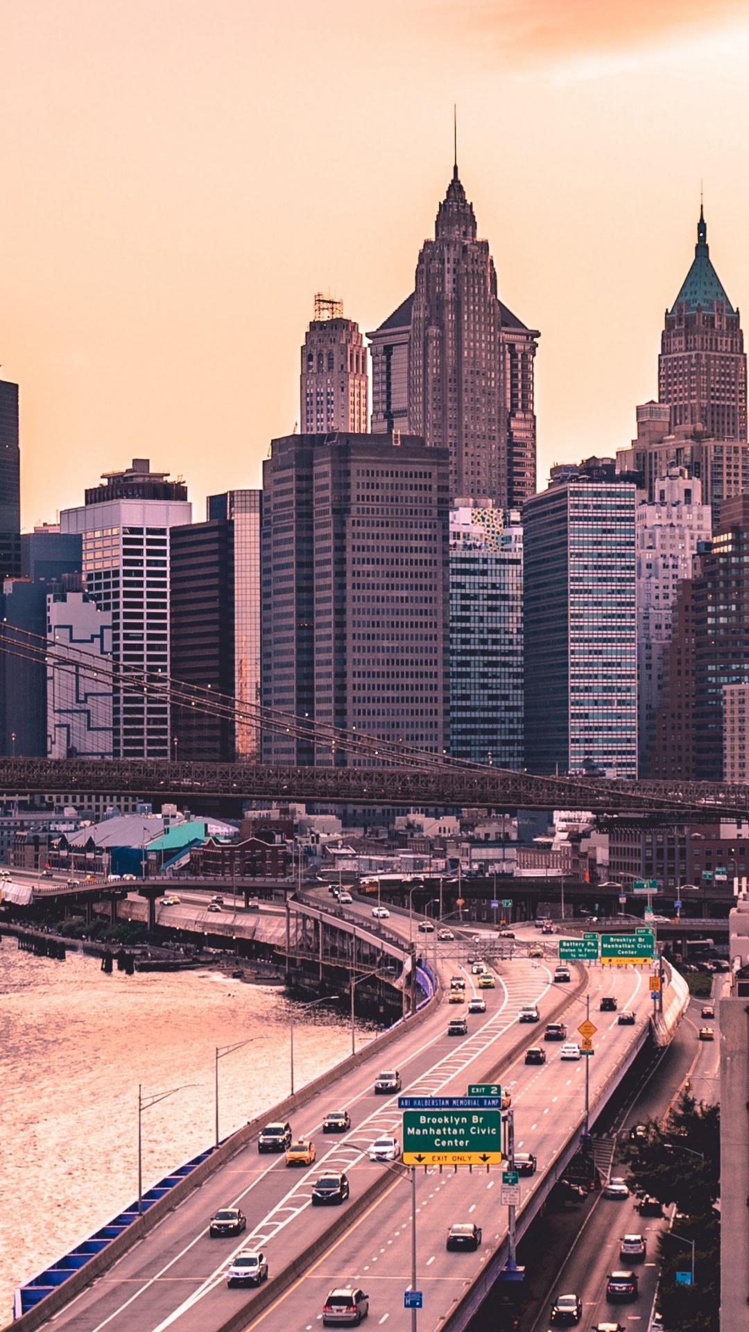 Обои Бруклинский мост, манхэттенский мост, мост, город, городской пейзаж в разрешении 1080x1920