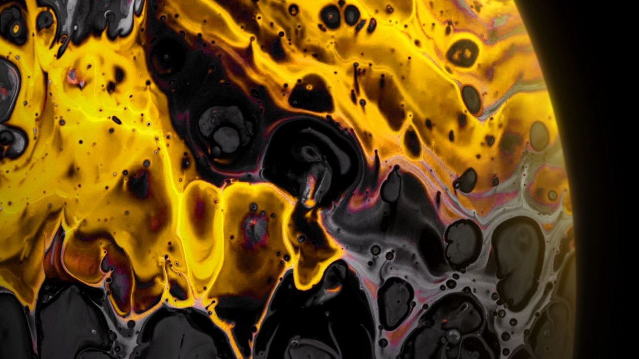 Обои Оранжевый цвет, черный, желтый, Янтарь, жидкий в разрешении 1280x720
