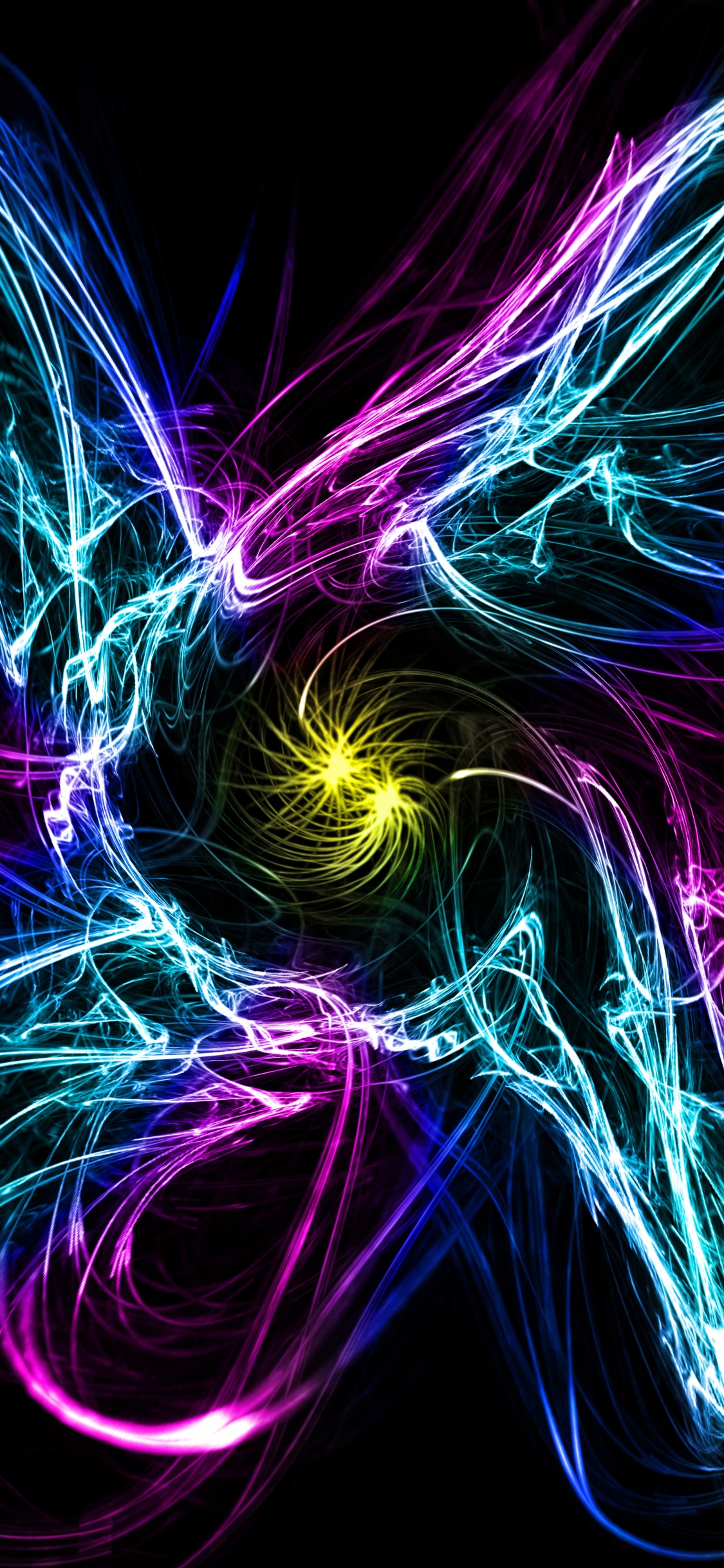 Обои арт, фрактальное искусство, синий, свет, пурпур в разрешении 1125x2436