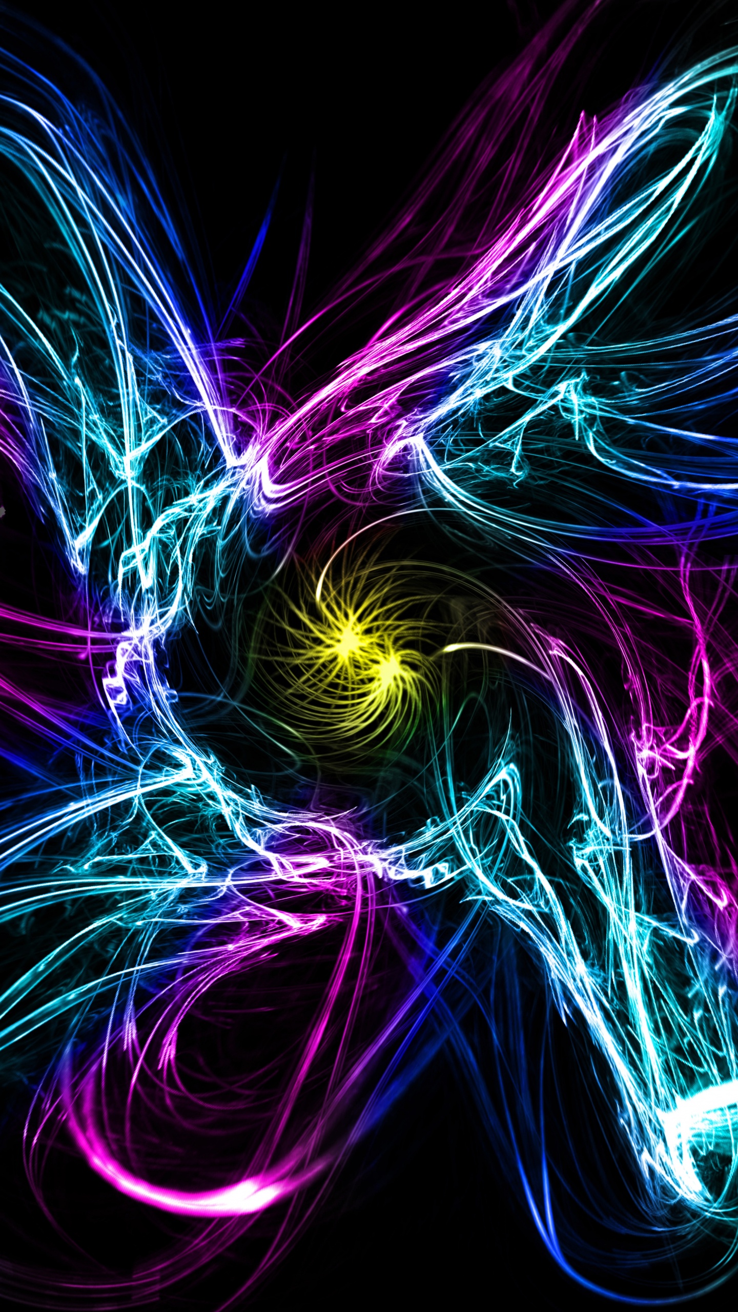 Обои арт, фрактальное искусство, синий, свет, пурпур в разрешении 1440x2560