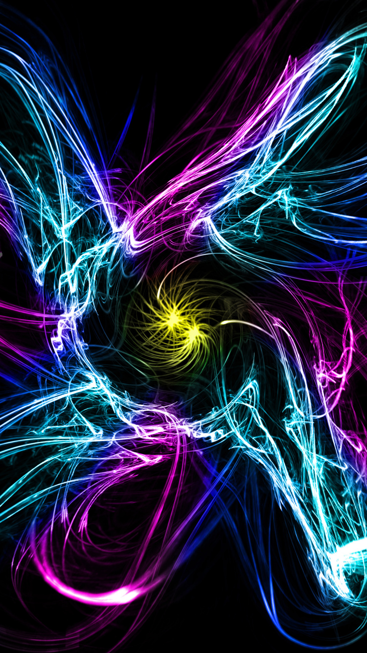 Обои арт, фрактальное искусство, синий, свет, пурпур в разрешении 750x1334