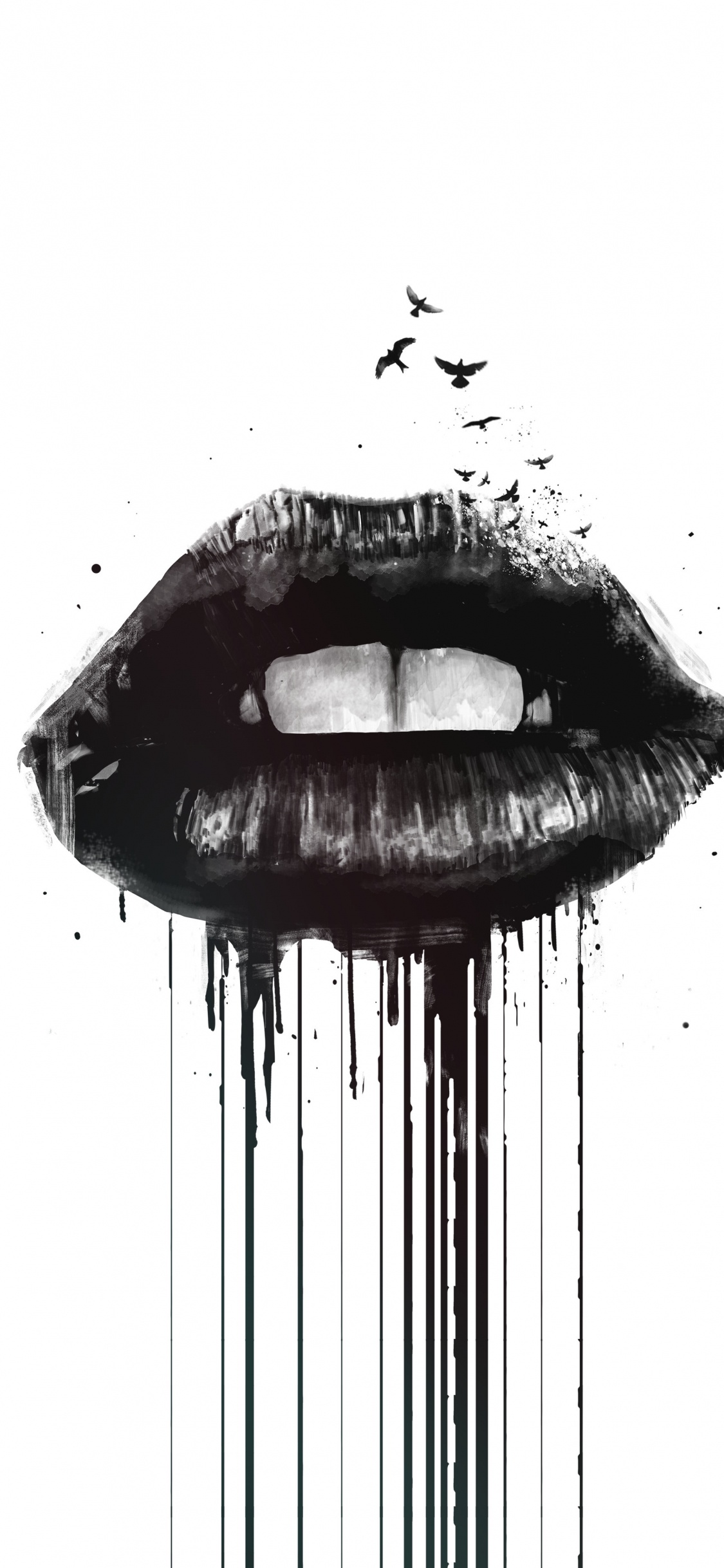 Обои черные чернила, арт, постер, рисование, плакатлаунж в разрешении 1125x2436