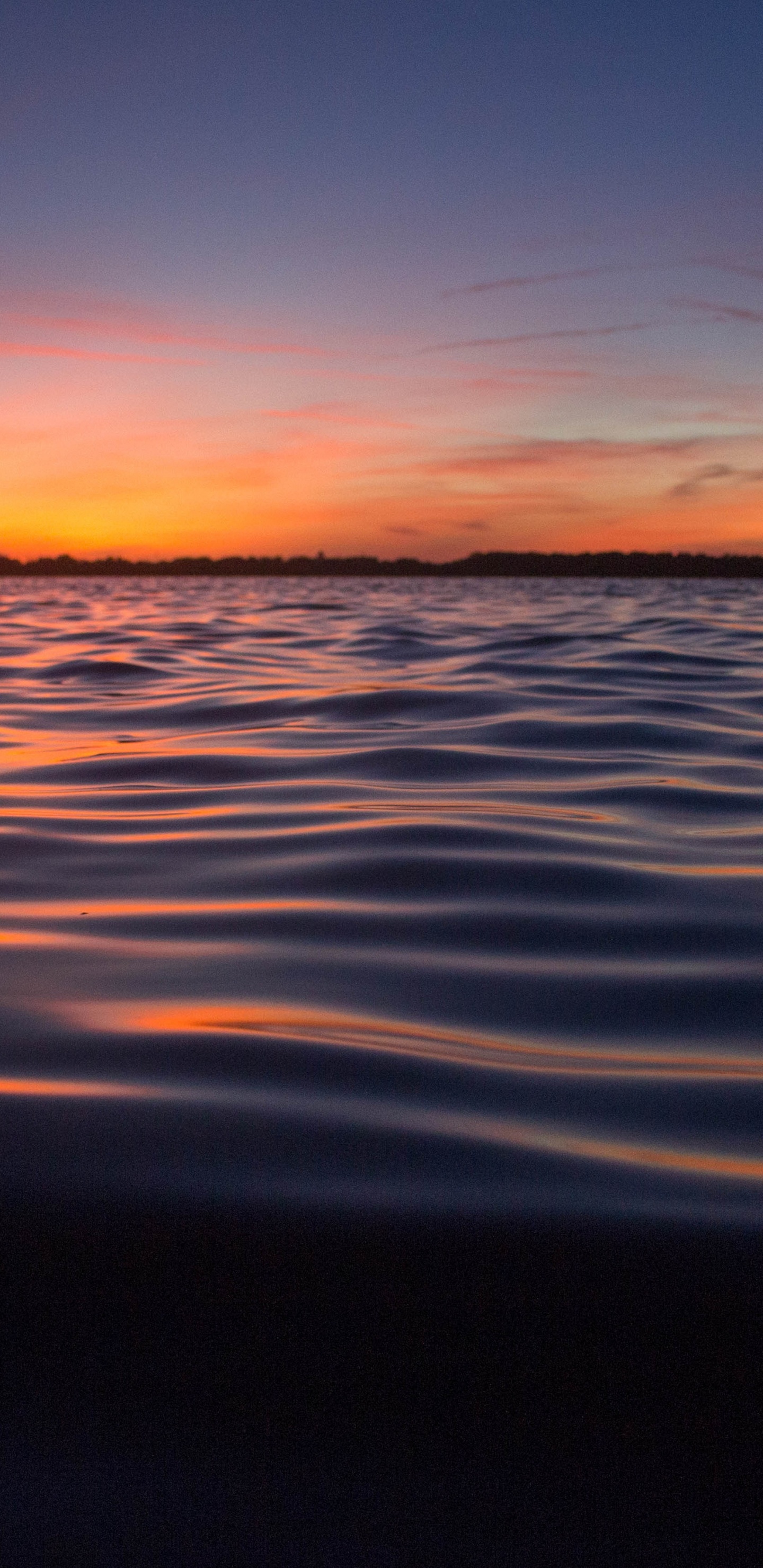 Обои горизонт, водоем, вода, море, закат в разрешении 1440x2960