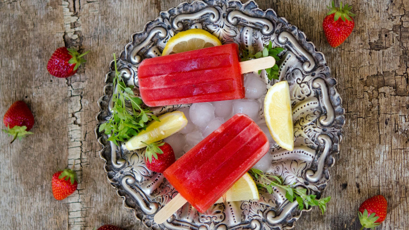 Обои клубника, фрукты, пища, сок, рецепт в разрешении 1366x768