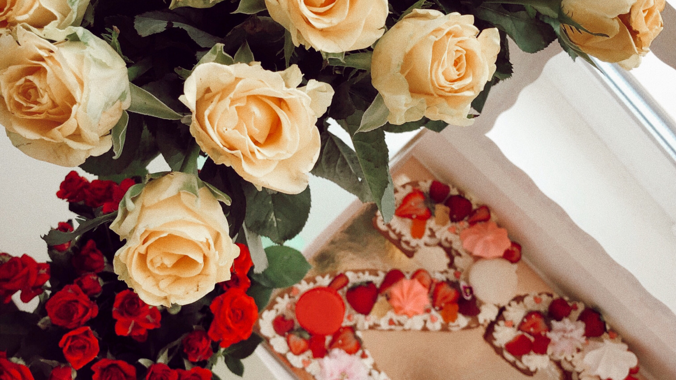 Обои цветочный букет, цветочный дизайн, сад роз, срезанные цветы, искусственный цветок в разрешении 1366x768