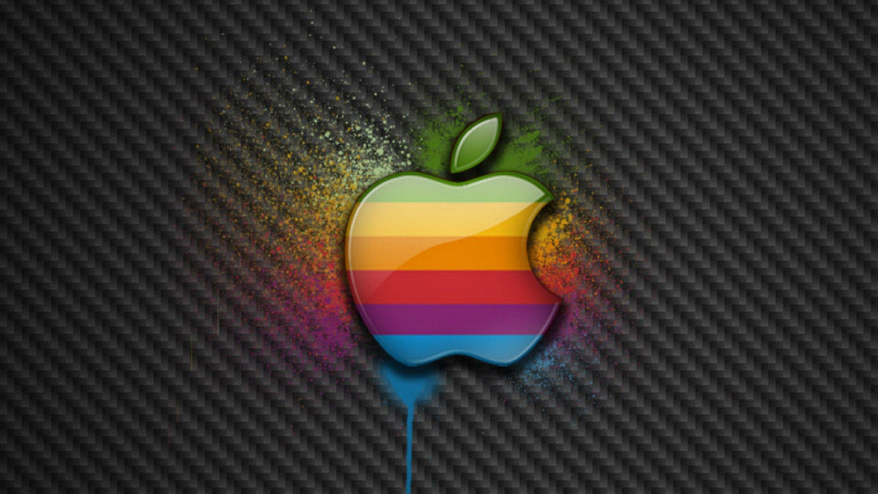 Обои яблоко граффити, графика, лого, растение, натюрморт в разрешении 1280x720