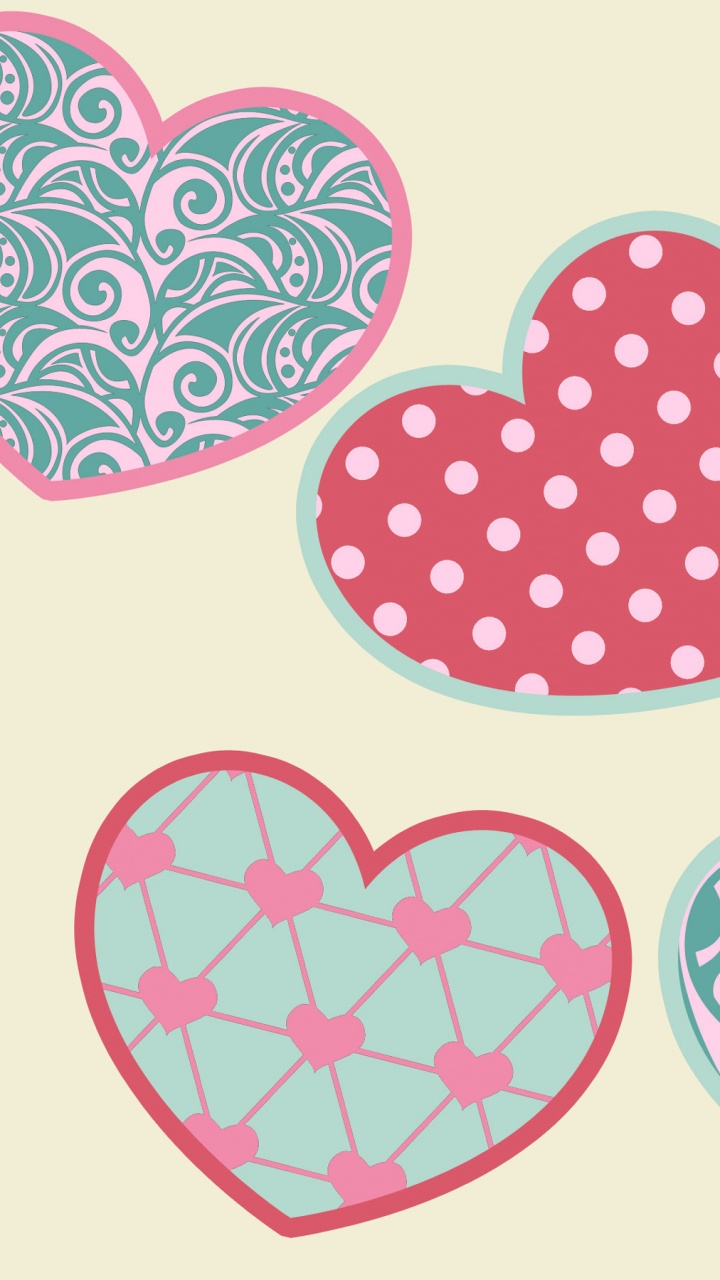 Обои сердце, узор, розовый, дизайн, День Святого Валентина в разрешении 720x1280
