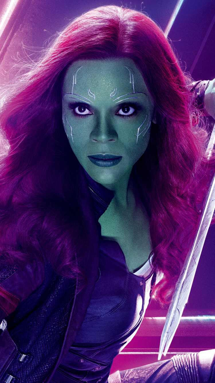 Обои Гамора, Мстители: Война бесконечности, Танос, пурпур, Фиолетовый в разрешении 750x1334