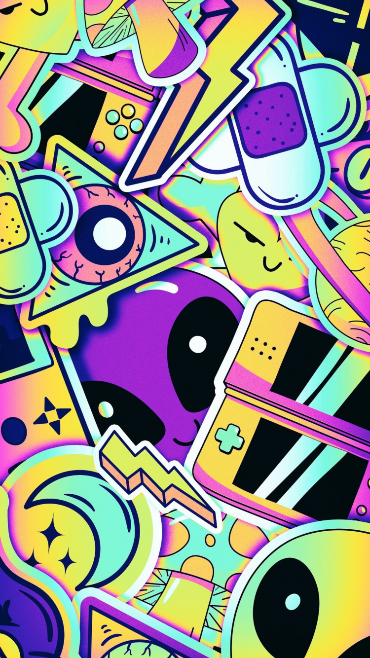 Обои графический дизайн, арт, розовый, пурпурный цвет, линия в разрешении 750x1334