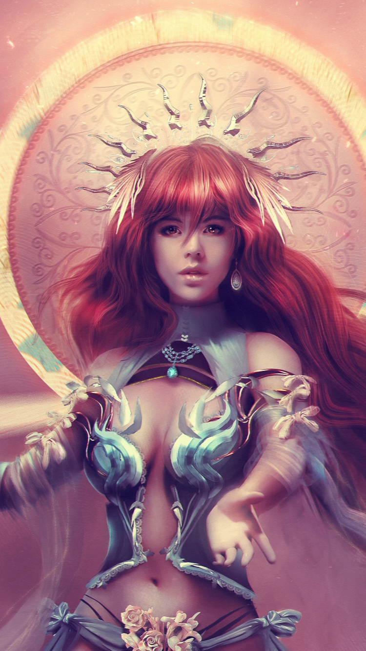 Обои цифровое искусство, арт, живопись, фэнтези, девушка в разрешении 750x1334