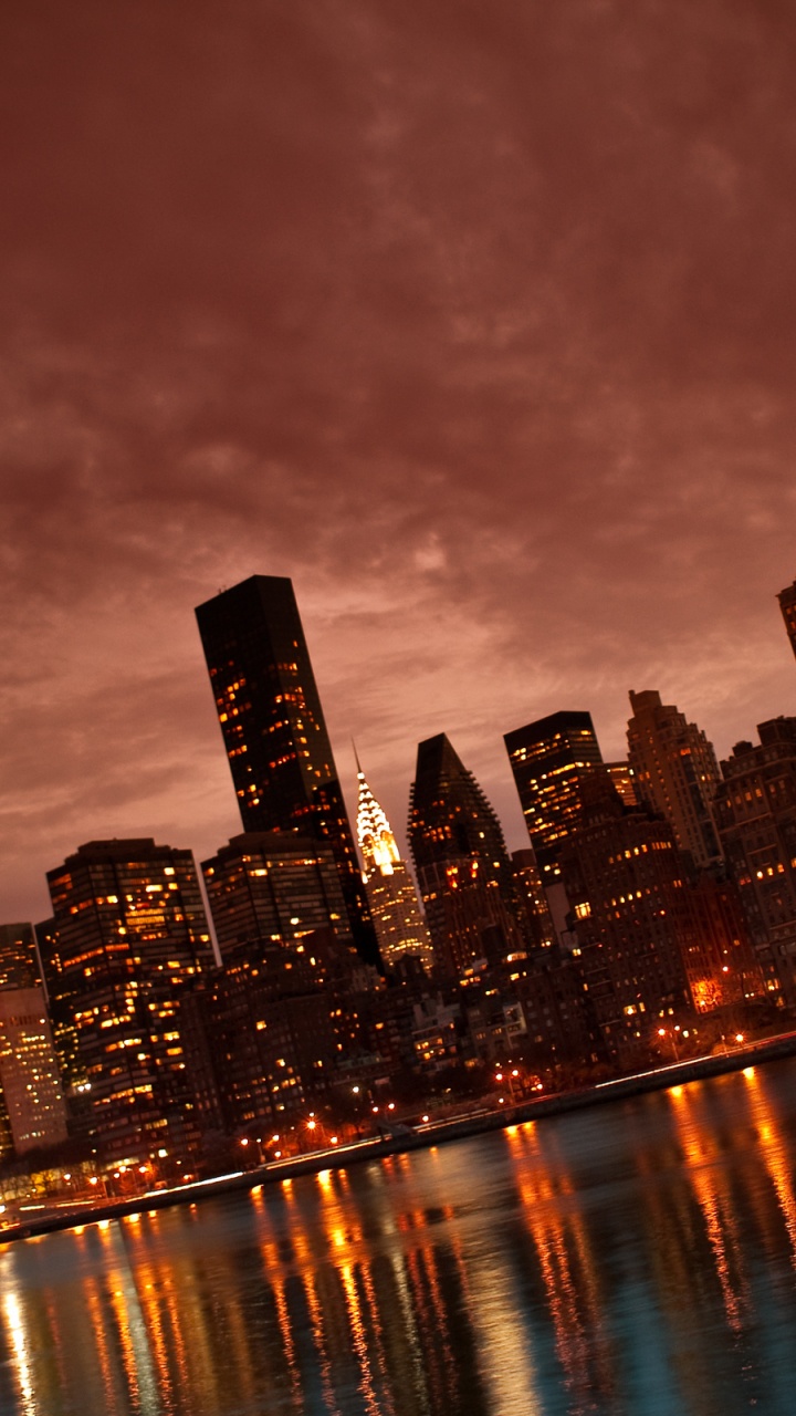 Обои Манхеттен, город, городской пейзаж, метрополия, линия горизонта в разрешении 720x1280