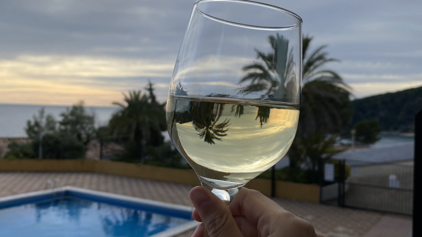 Обои вода, бокал для вина, вино, рюмки, жидкость в разрешении 1366x768