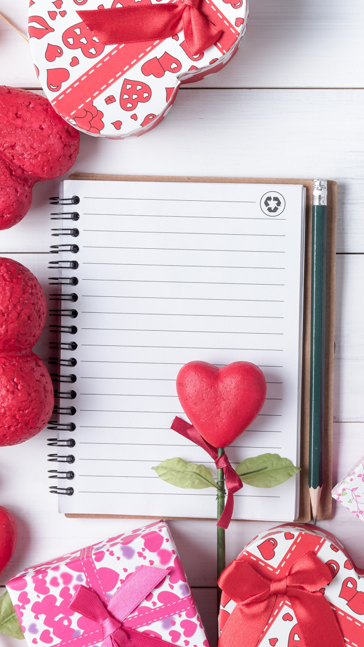 Обои День Святого Валентина, сердце, подарок, лепесток, цветок в разрешении 750x1334