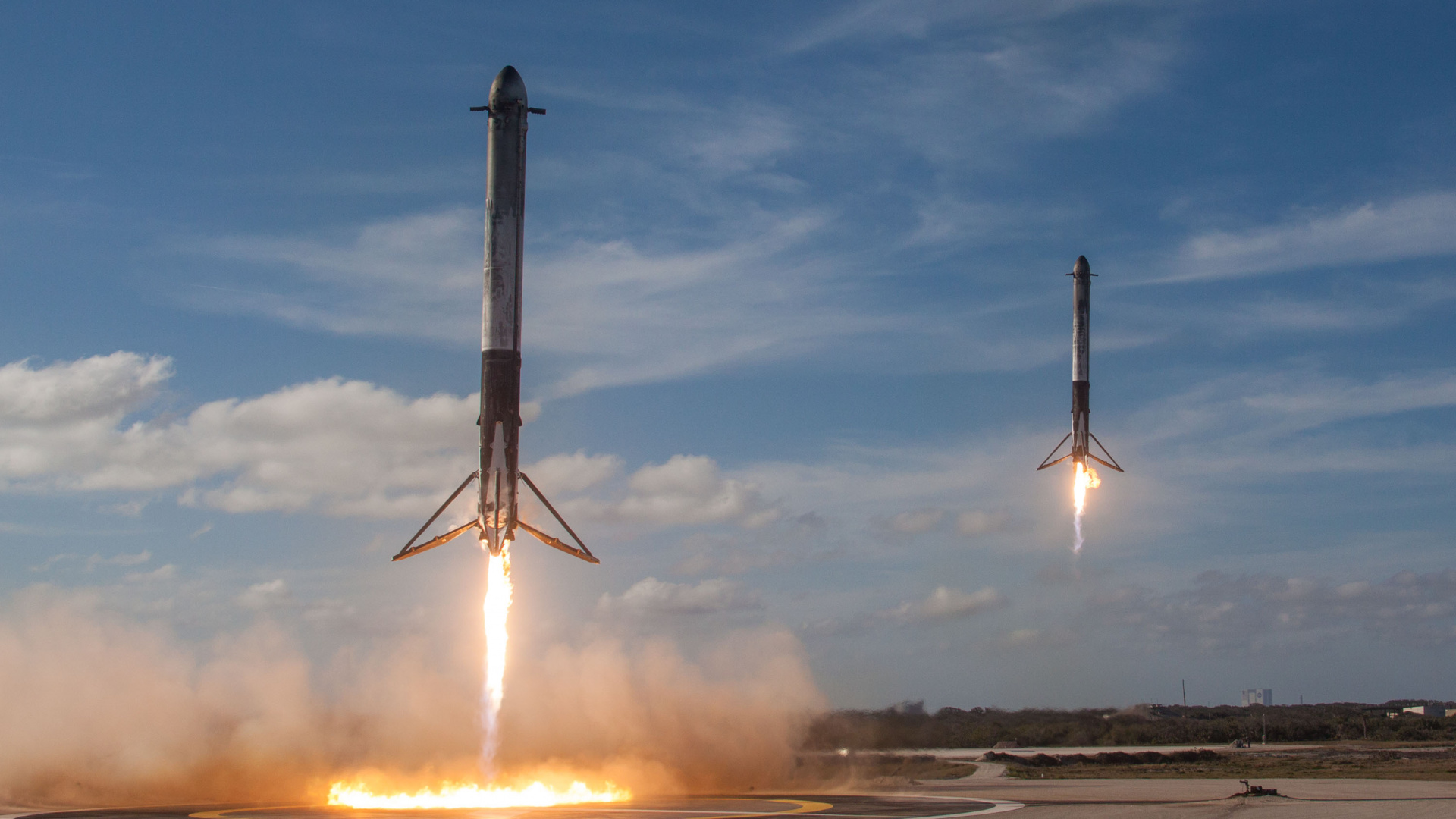 Обои SpaceX, Falcon Heavy, Falcon 9, запуск ракеты, ракета в разрешении 1920x1080